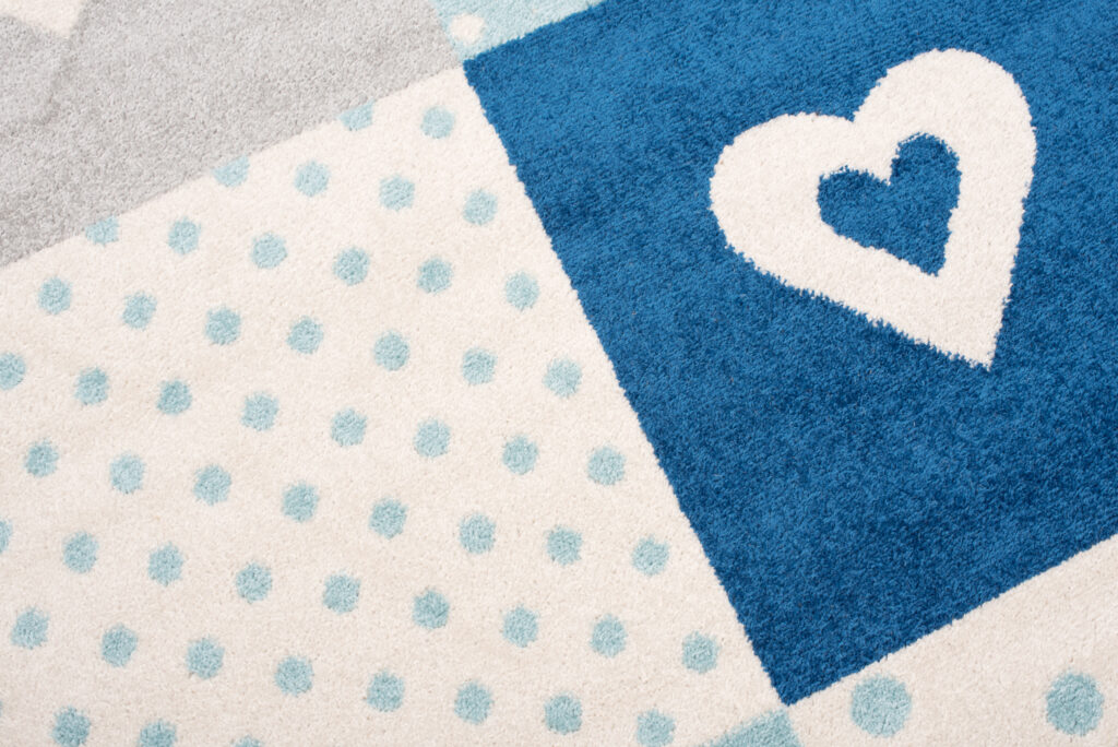 Tapis Lazur Gris Bleu Carrés Enfants