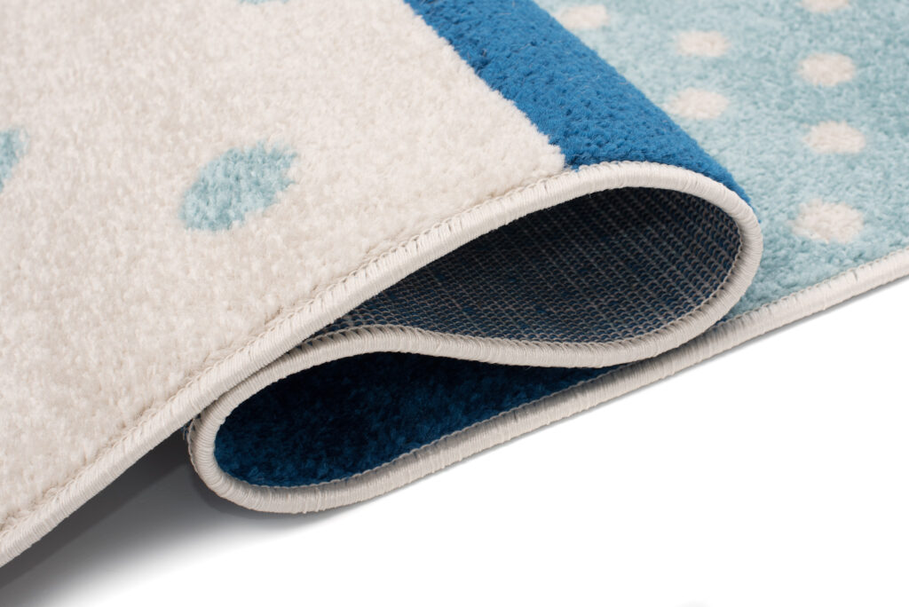 Tapis Lazur Gris Bleu Carrés Enfants