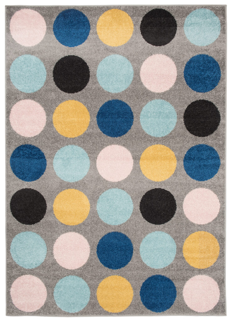Tapis Lazur Gris Multicolore Géométrique Cercles