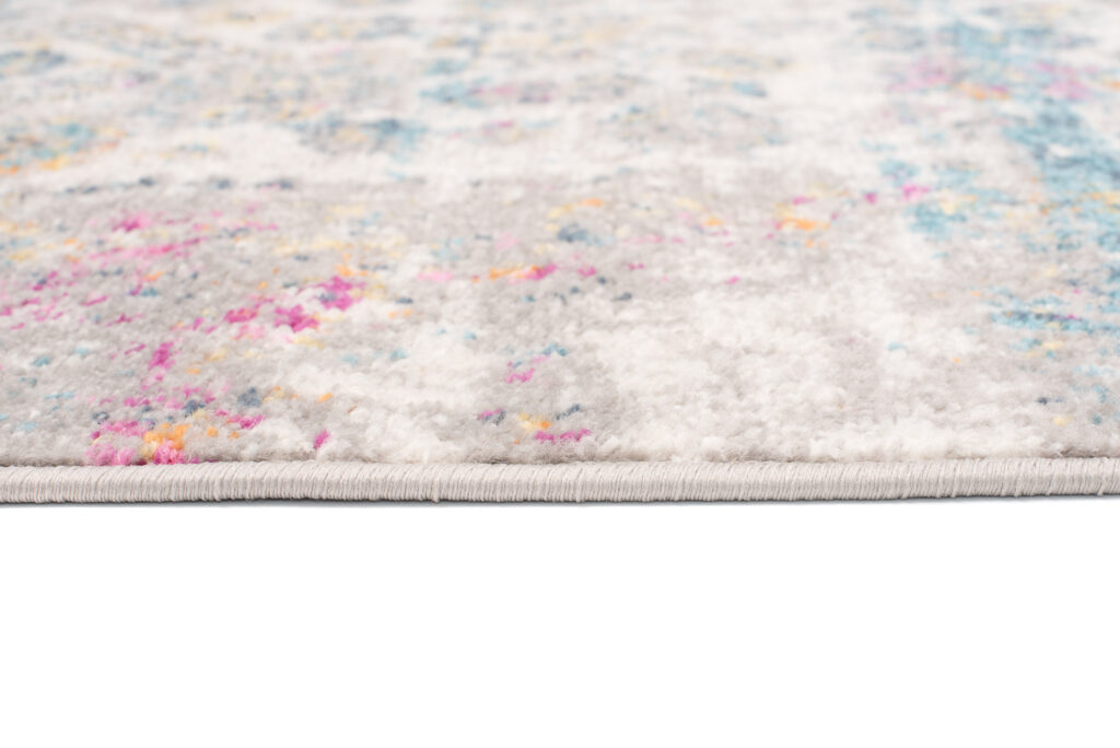Tapis Lazur Bleu Gris Vintage Floral