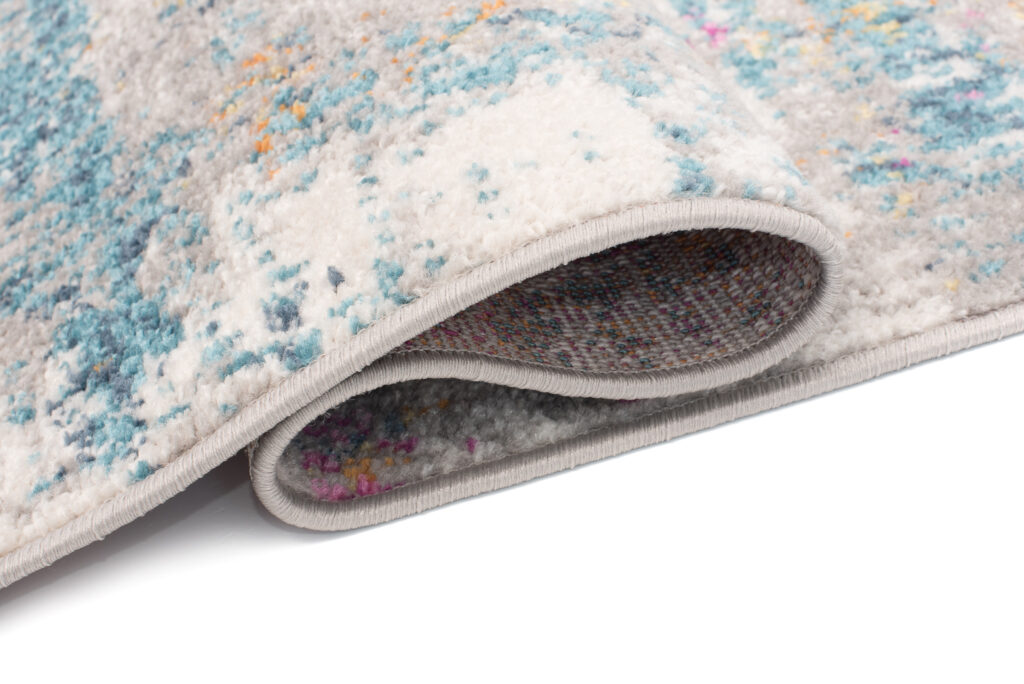 Tapis Lazur Bleu Gris Vintage Floral