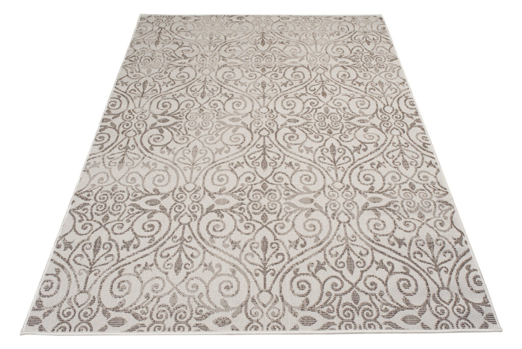 CAPRI Tapis Extérieur Intérieur Crème Marron Ornamental Sisal