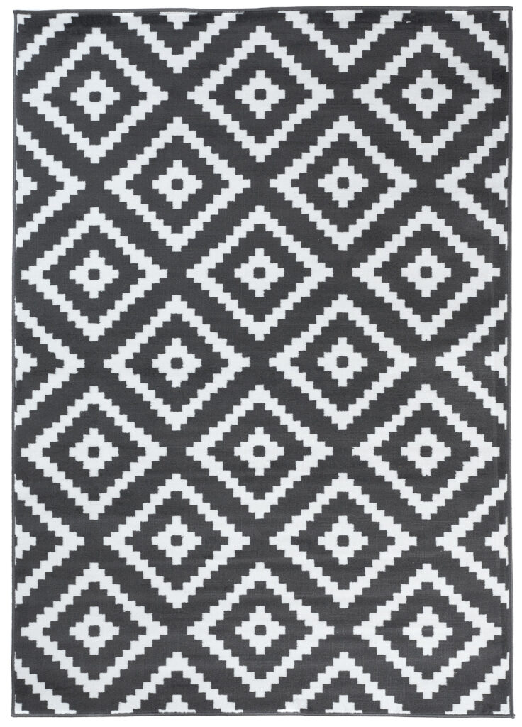 Tapis Luxury Gris Blanc Géométrique Losange