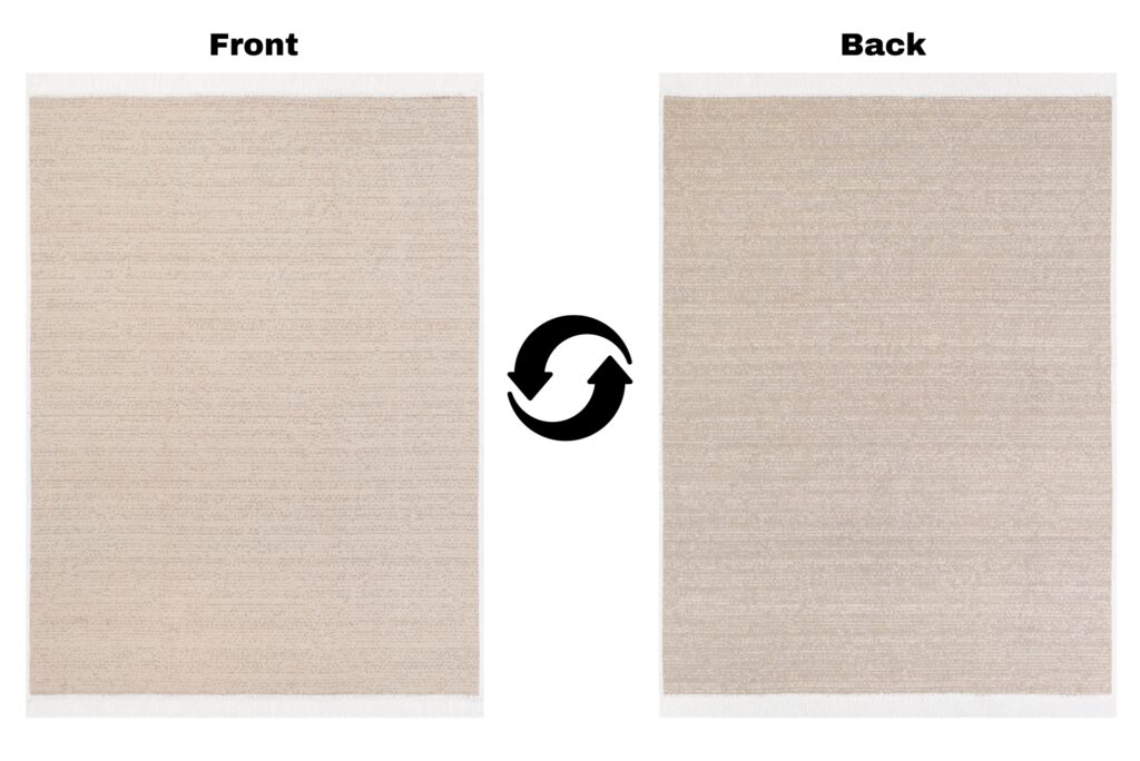 Tapis Azteca en Coton Beige à Franges