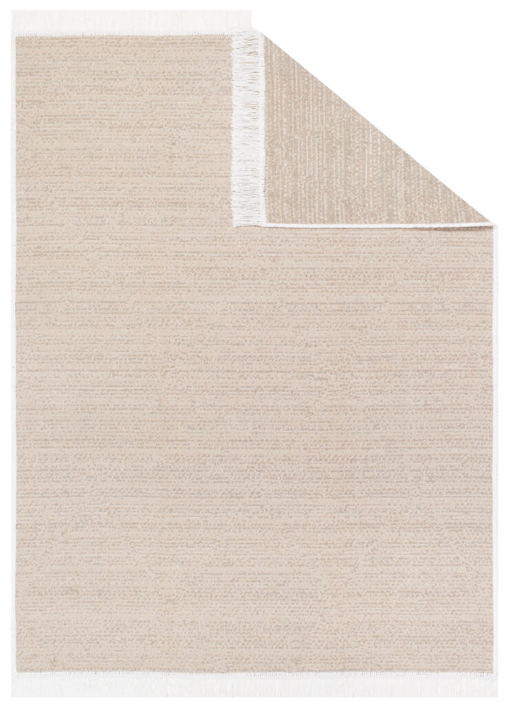 Tapis Azteca en Coton Beige à Franges