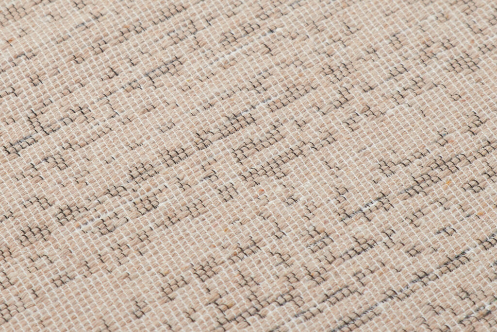 Tapis Azteca en Coton Beige à Franges