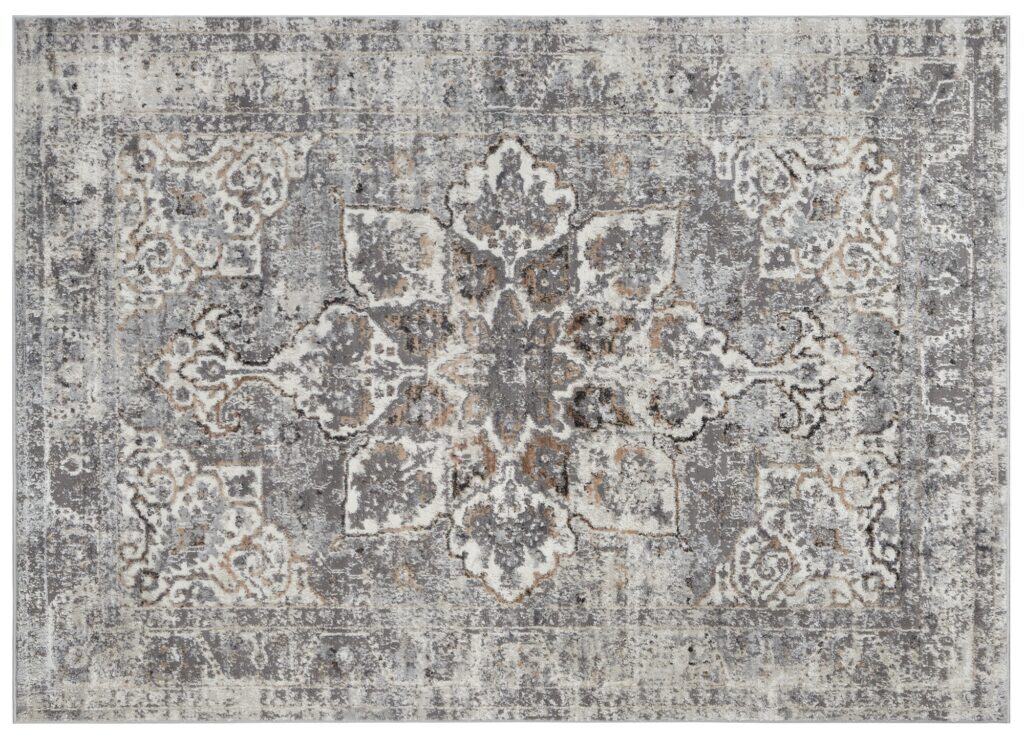 Tapis Valley Gris Foncé Floral Rosace