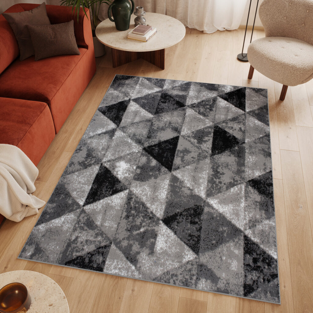 Tapis Luxury Gris Géométrique Triangles