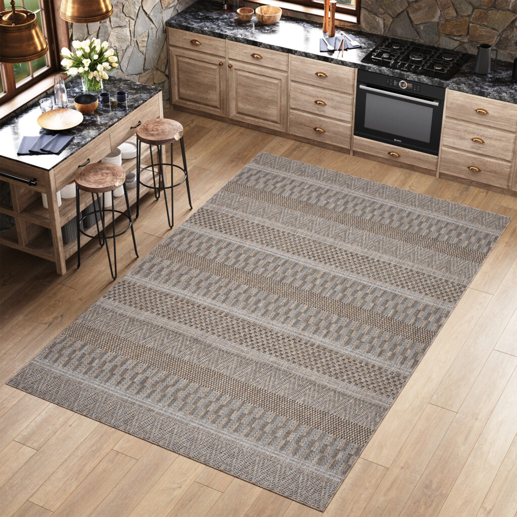 Tapis Melissa Marron Rayé Intérieur Extérieur