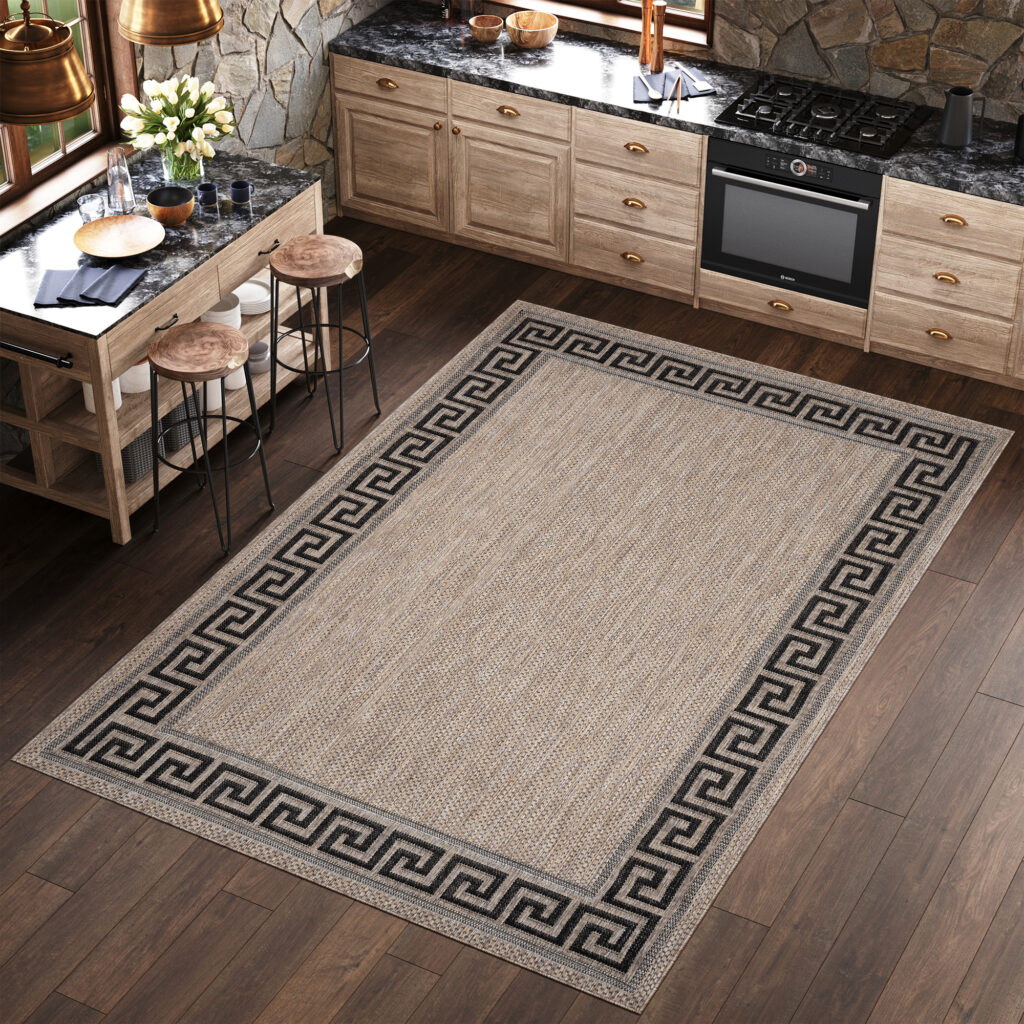 Tapis Melissa Marron Noir Zigzag Intérieur Extérieur