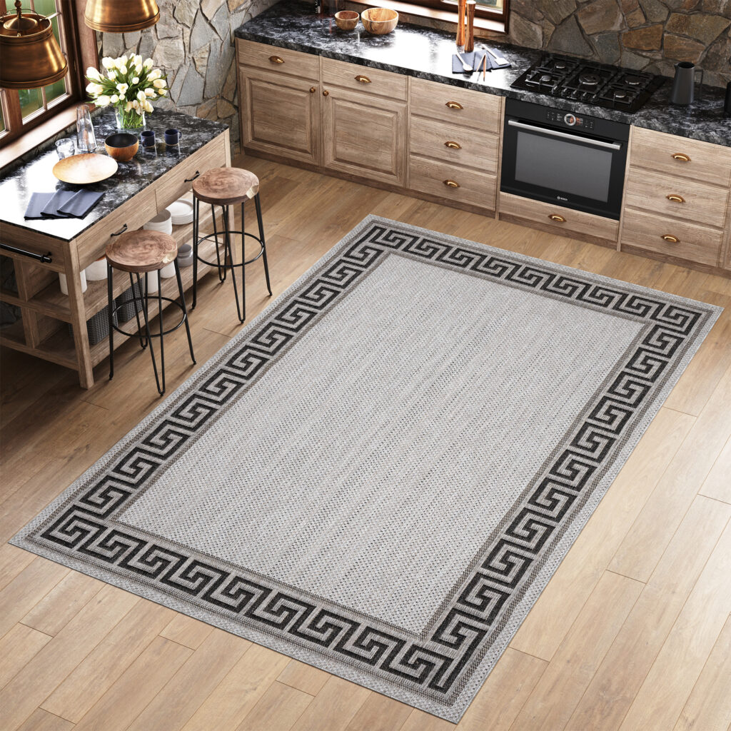 Tapis Melissa Gris Noir Zigzag Intérieur Extérieur