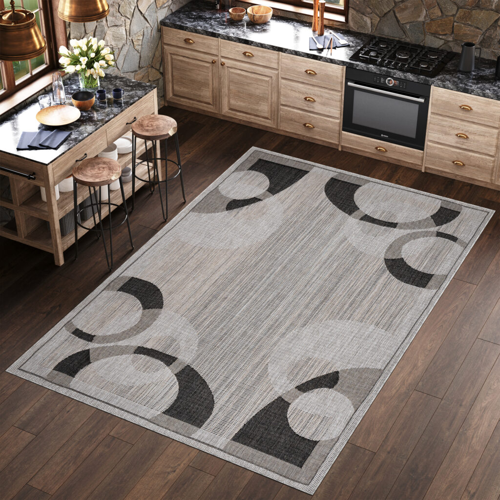 Tapis Melissa Gris Noir Géométrique Intérieur Extérieur