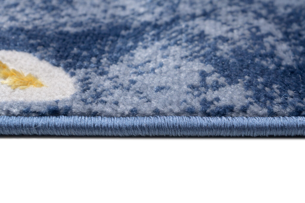 Tapis Shine Bleu Marine Or Abstrait Effet 3D