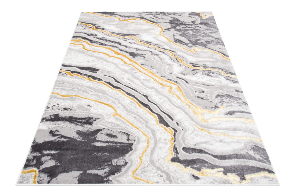 Tapis Shine Gris Or Moderne Effet 3D