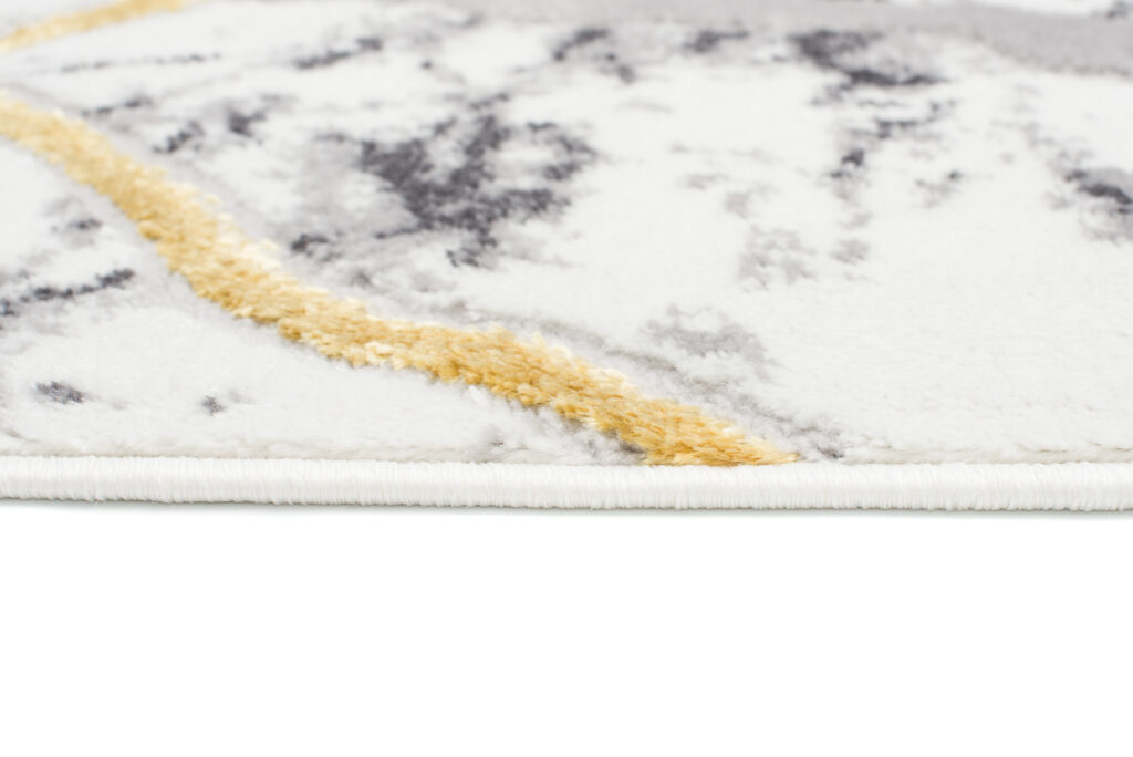 Tapis Shine Gris Or Abstrait Marbre Effet 3D