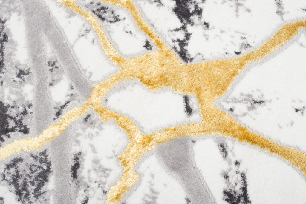 Tapis Shine Gris Or Abstrait Marbre Effet 3D