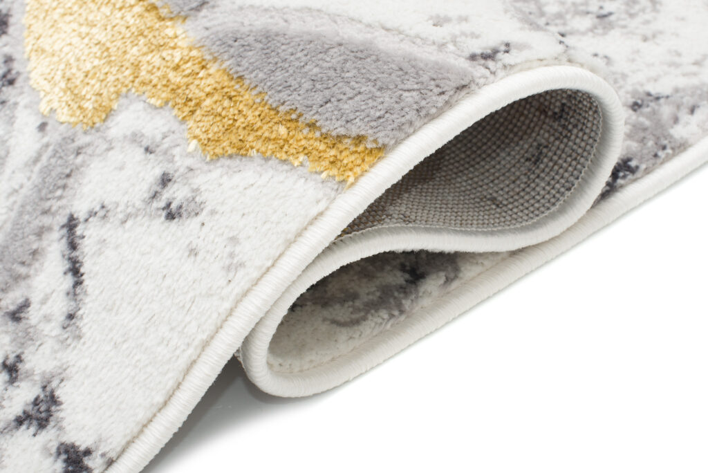 Tapis Shine Gris Or Abstrait Marbre Effet 3D
