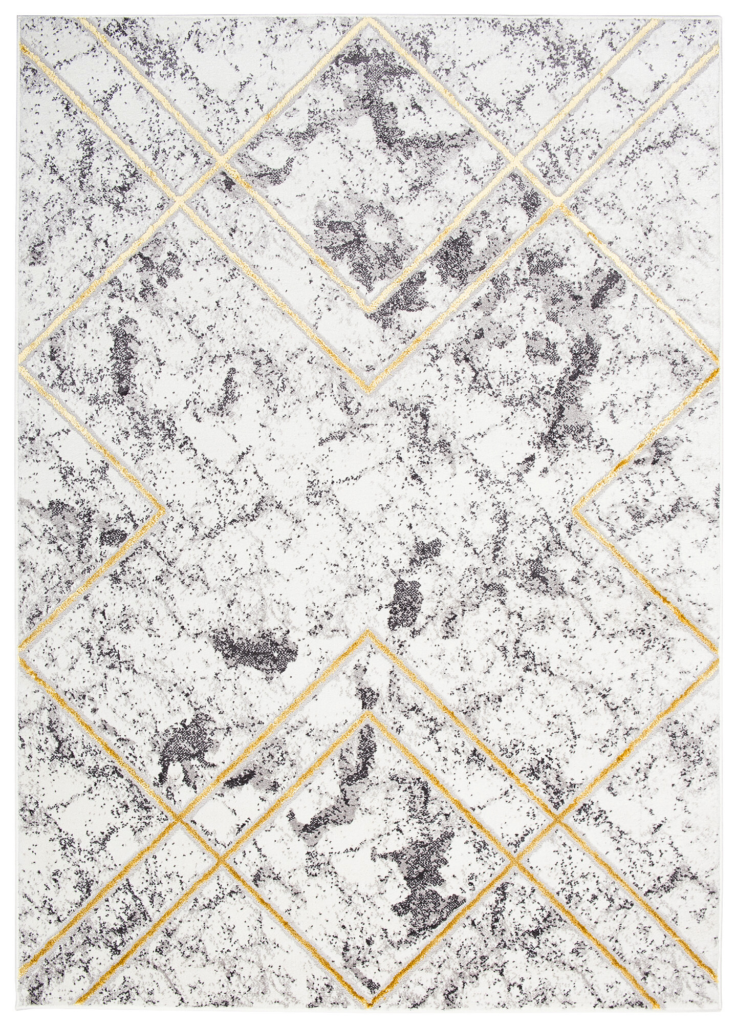 Tapis Shine Géométrique Gris Or Lignes Effet 3D