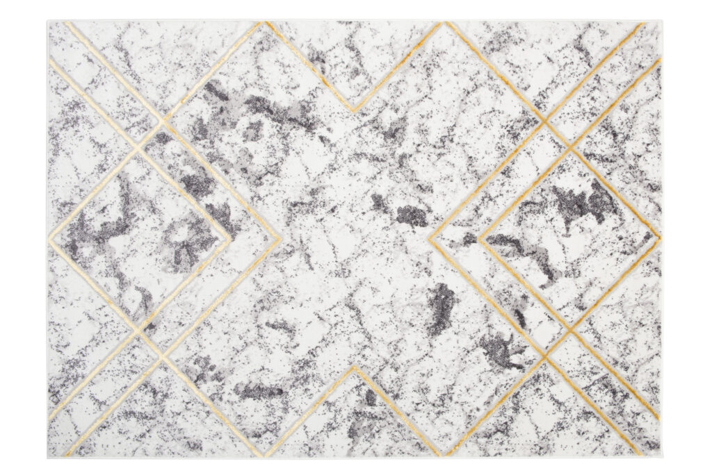 Tapis Shine Géométrique Gris Or Lignes Effet 3D