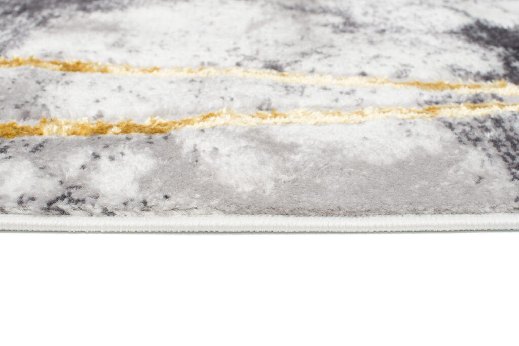 Tapis Shine Gris Or Moderne Lignes Effet 3D