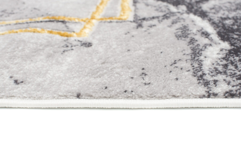 Tapis Shine Gris Or Moderne Bordure Effet 3D