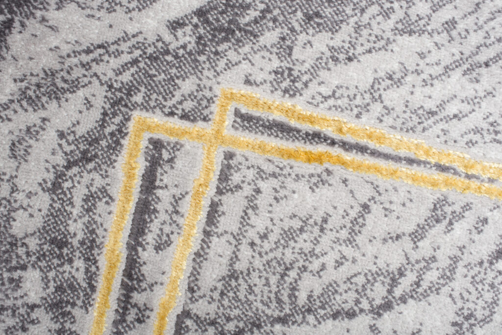 Tapis Shine Gris Or Moderne Bordure Effet 3D