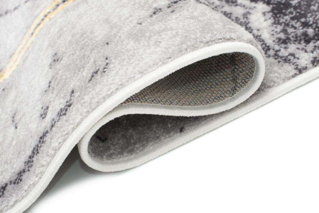 Tapis Shine Gris Or Moderne Bordure Effet 3D