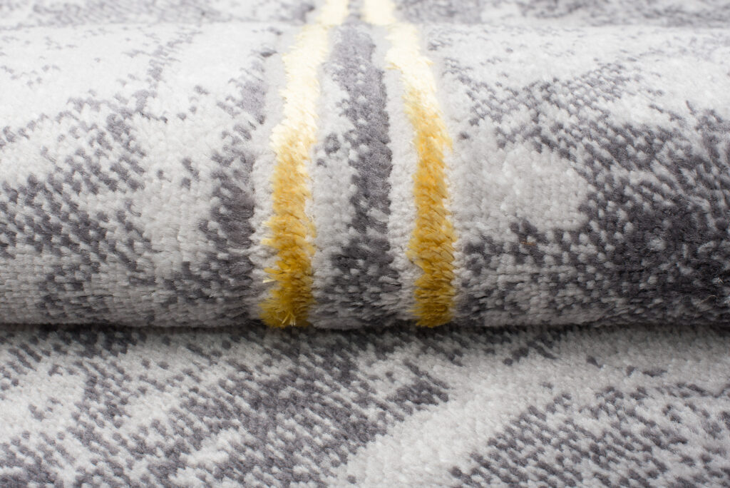 Tapis Shine Gris Or Moderne Bordure Effet 3D