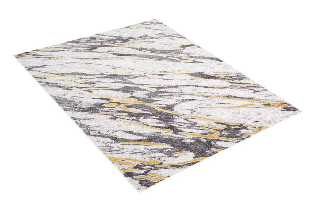 Tapis Shine Gris Or Marbre Abstrait Effet 3D