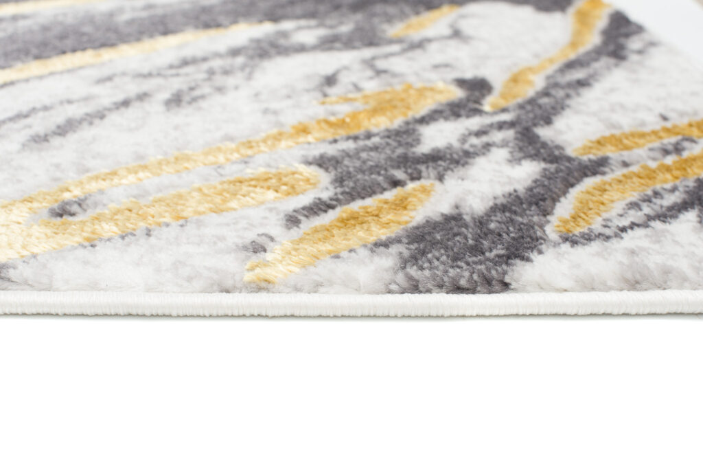 Tapis Shine Gris Or Marbre Abstrait Effet 3D