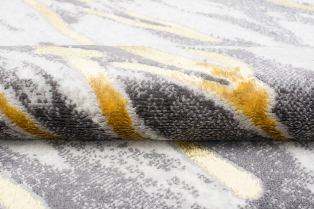 Tapis Shine Gris Or Marbre Abstrait Effet 3D