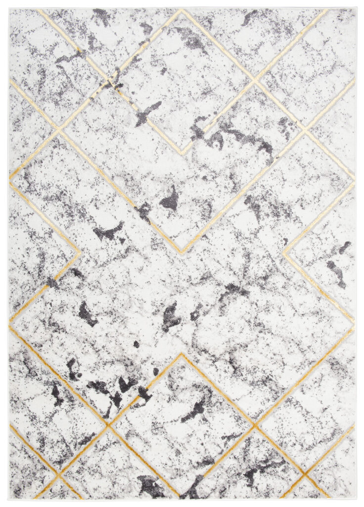 Tapis Shine Gris Or Géométrique Lignes Effet 3D