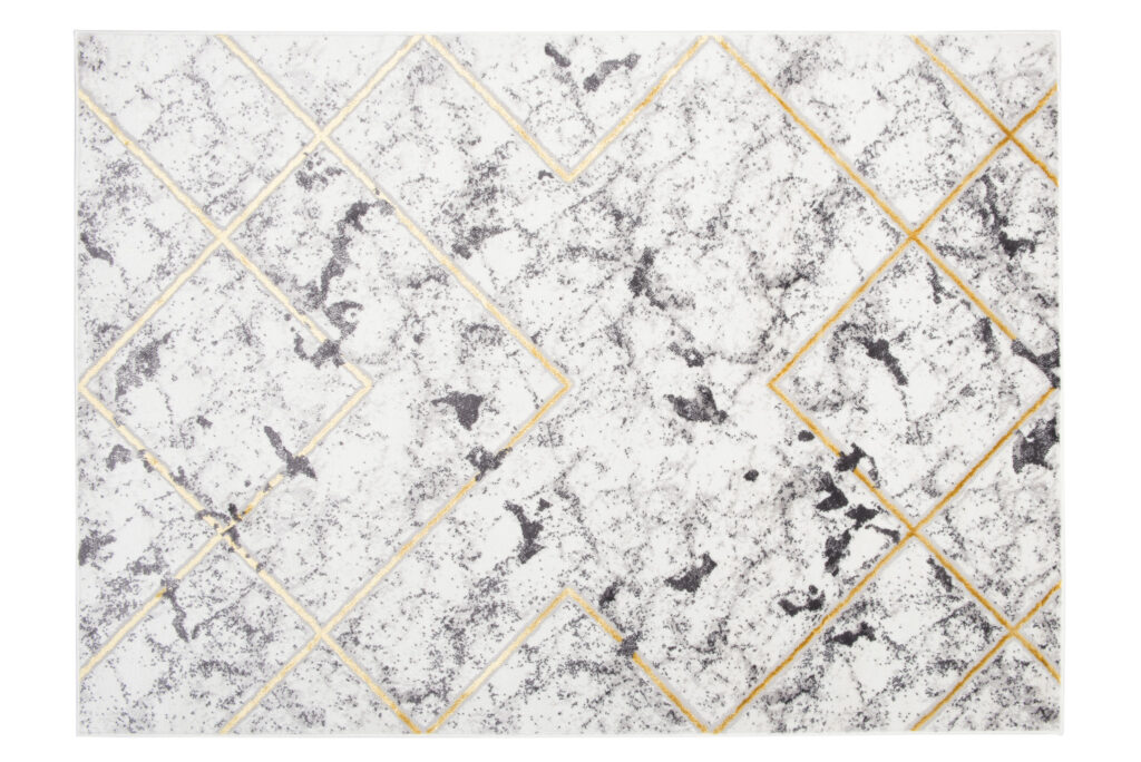 Tapis Shine Gris Or Géométrique Lignes Effet 3D