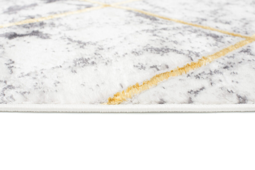 Tapis Shine Gris Or Géométrique Lignes Effet 3D