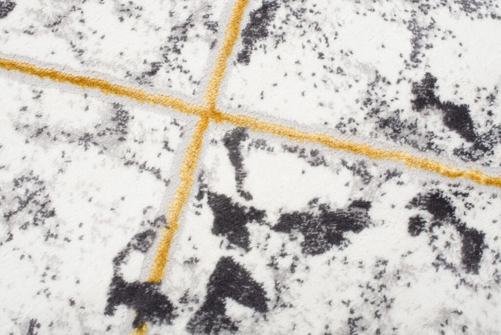 Tapis Shine Gris Or Géométrique Lignes Effet 3D