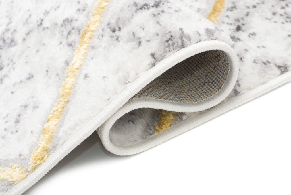 Tapis Shine Gris Or Géométrique Lignes Effet 3D