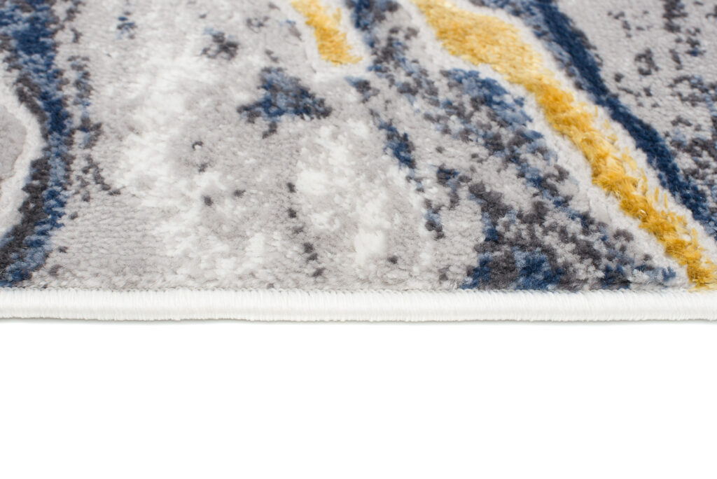 Tapis Shine Bleu Gris Or Moderne Effet 3D