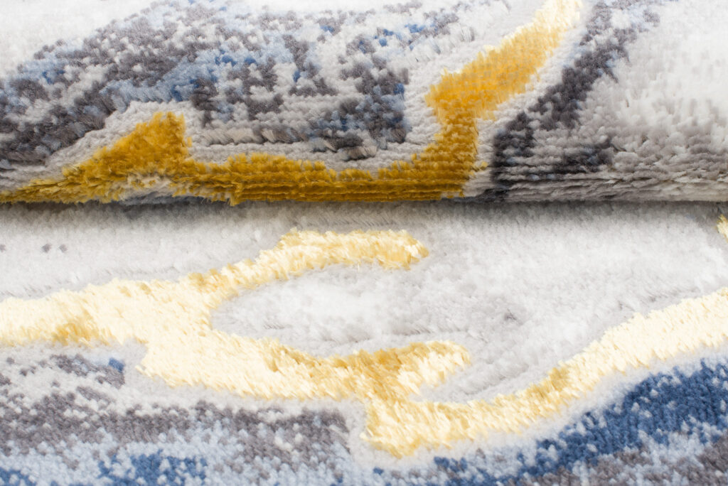 Tapis Shine Bleu Gris Or Moderne Effet 3D