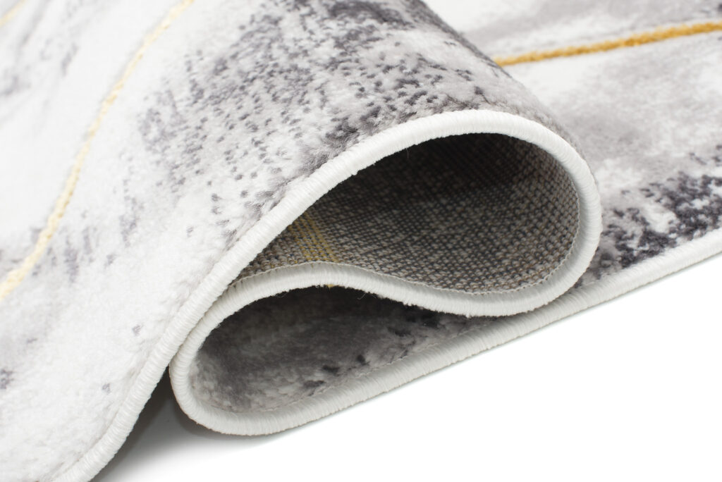 Tapis Shine Gris Or Hexagone Géométrique Effet 3D