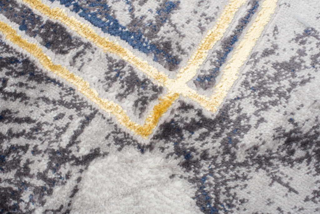 Tapis Shine Gis Foncé Or Moderne Bordure Effet 3D
