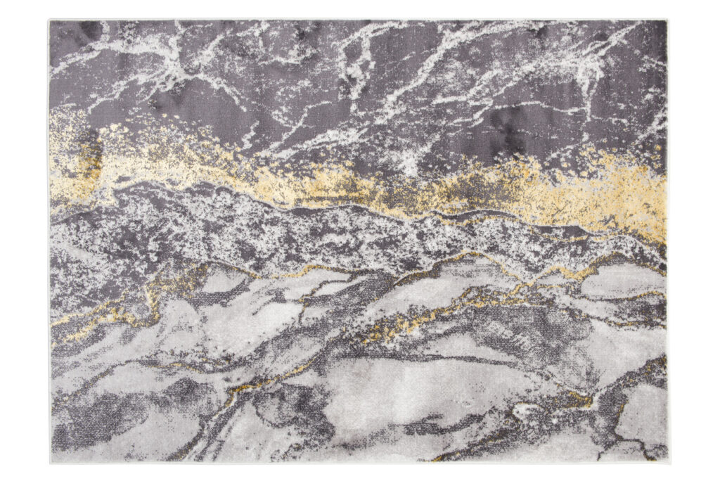 Tapis Shine Gris Or Moderne Marbre Effet 3D