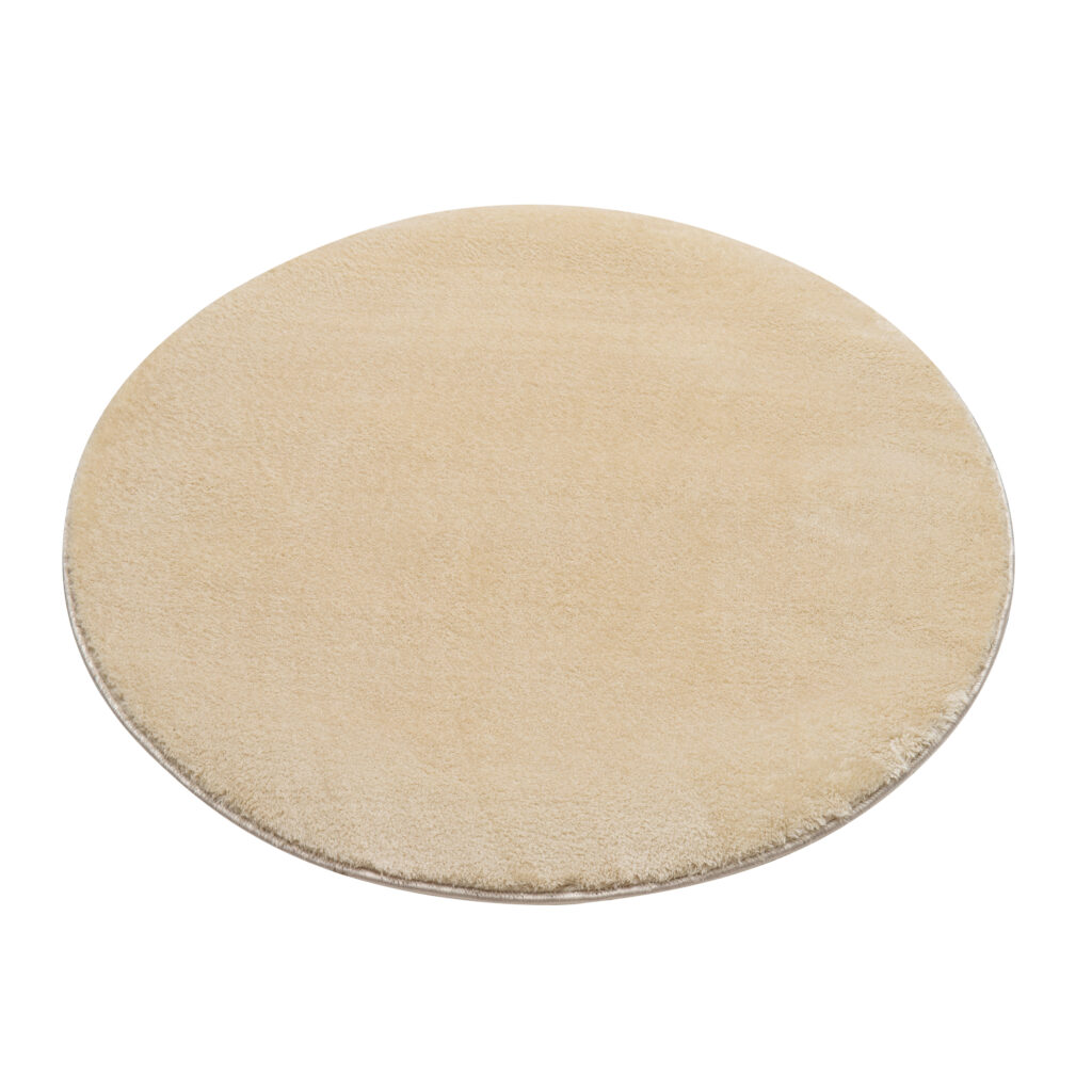 Tapis Cuddle Rond Anidérapant Beige Shaggy