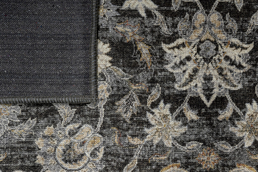 Tapis Ritz Noir Gris Floral Ornamental