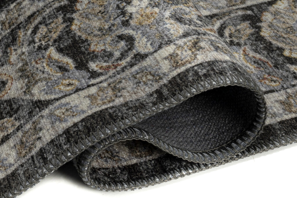 Tapis Ritz Noir Gris Floral Ornamental