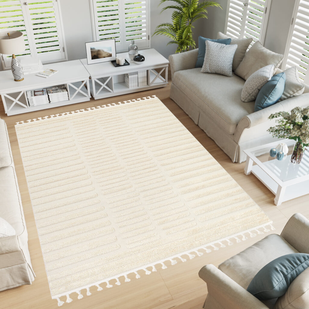 Tapis Extérieur Rio Loop Crème Clair Rayé