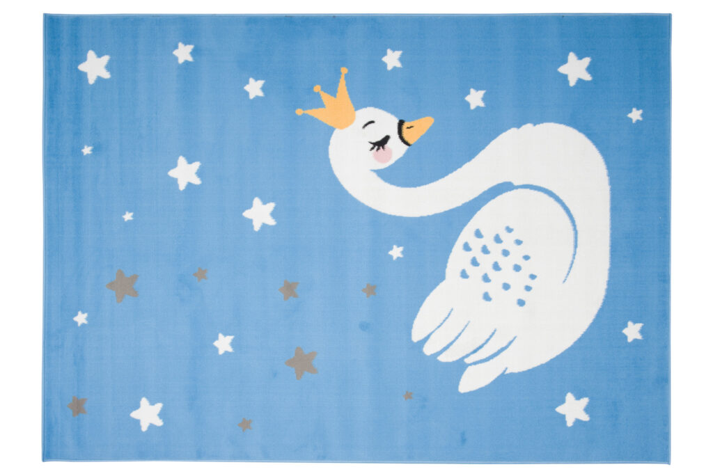 Tapis Enfant Jolly Bleu Blanc Jaune Gris Cygne Fin Doux
