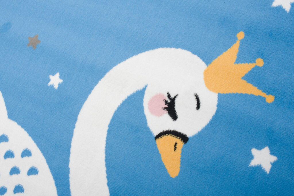 Tapis Enfant Jolly Bleu Blanc Jaune Gris Cygne Fin Doux