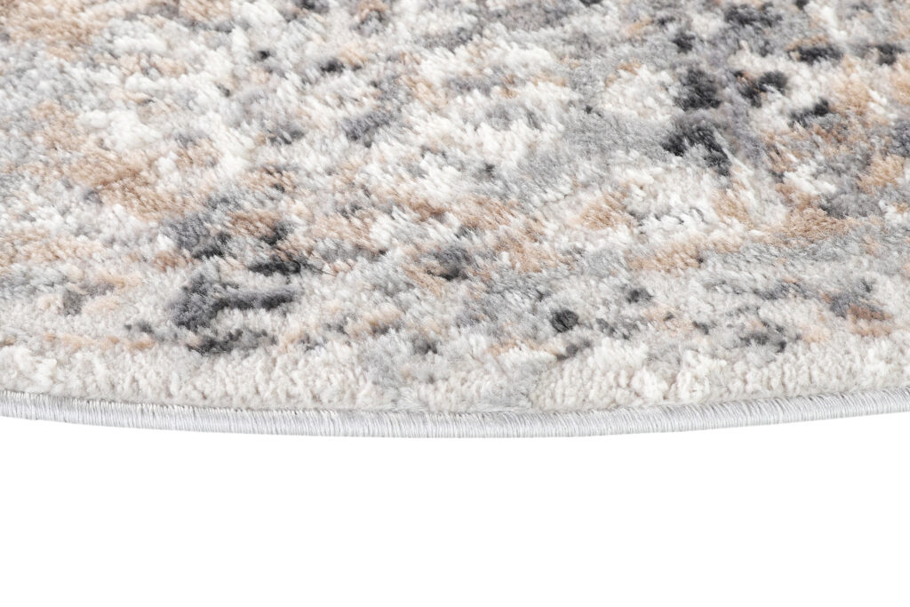 Tapis Valley Rond Gris Beige Ornamental Bordure