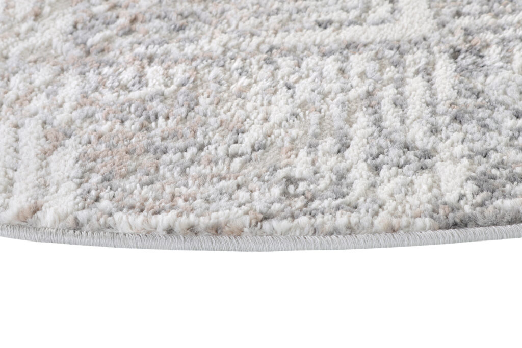 Tapis Valley Rond Gris Beige Géométrique Carré