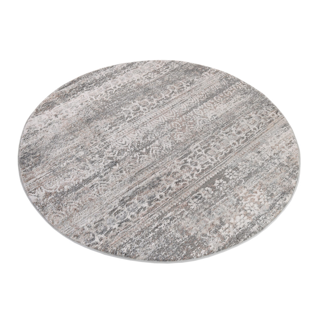 Tapis Valley Rond Gris Vintage Floral